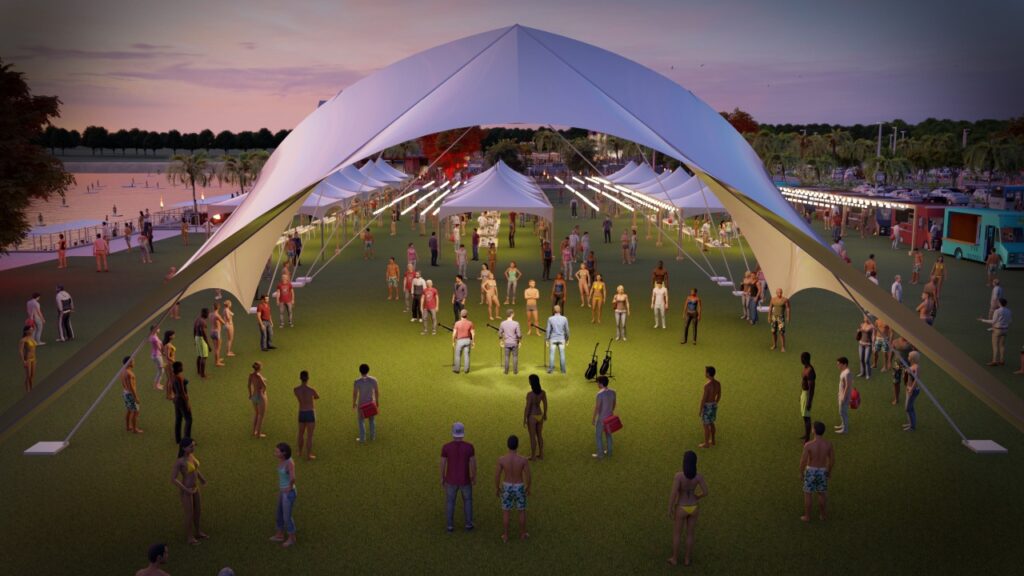 Rendering of event tent at The LineUp at Wai Kai
