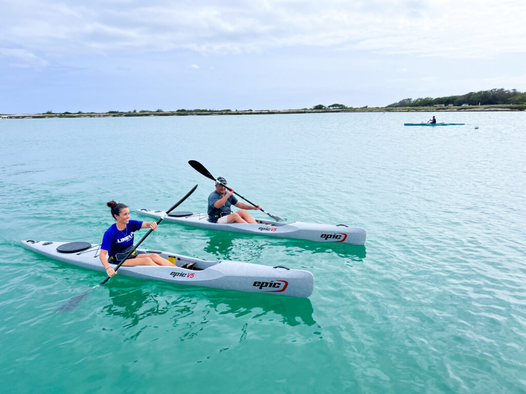 kayaks on lagoon